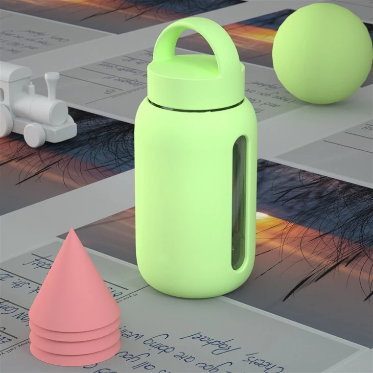 Glass Water Drinking Bottle With PP Lid And Straw supplier